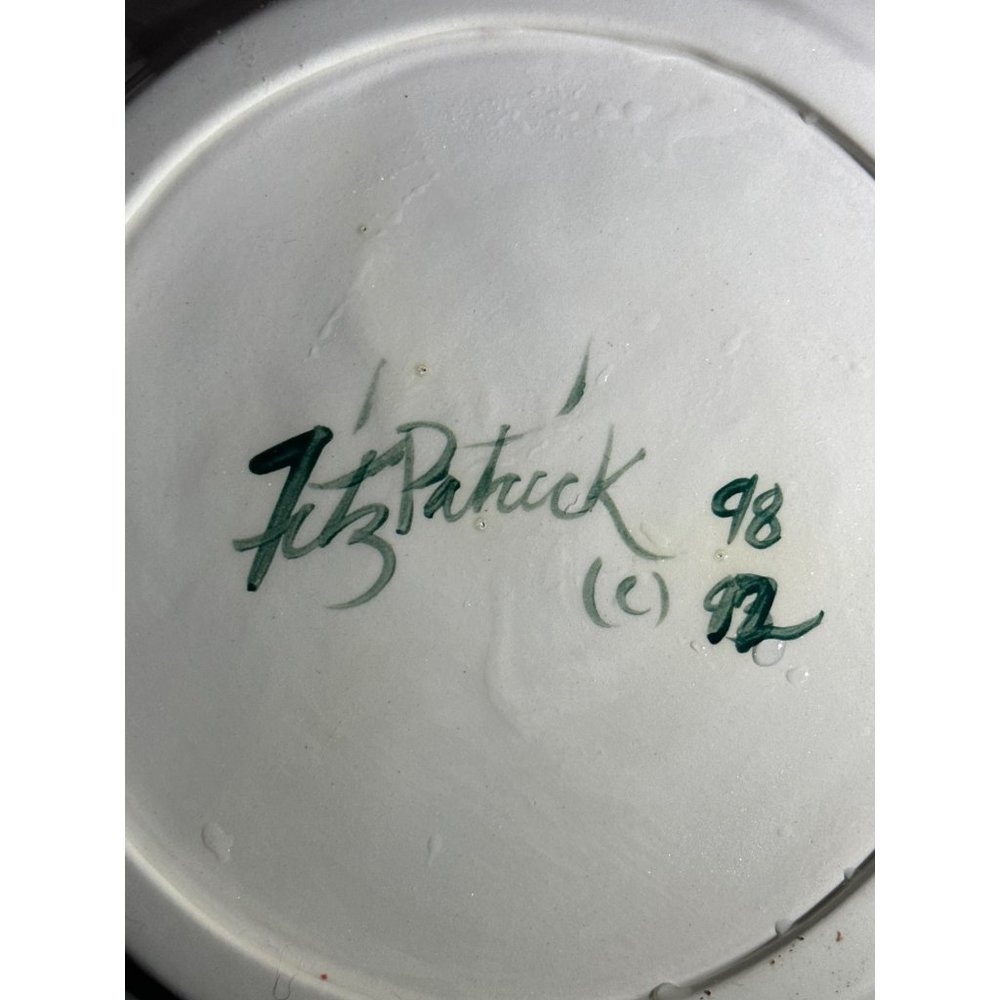 Fitzpatrick Signed  Vintage 1990s Pottery Set Napkin Holder Candle Holder And Se - Picture 3 of 8